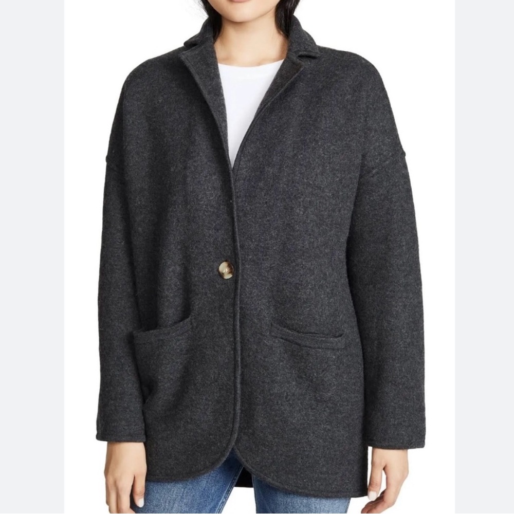 Madewell Juniper Heather carbon sweater blazer merino wool XL